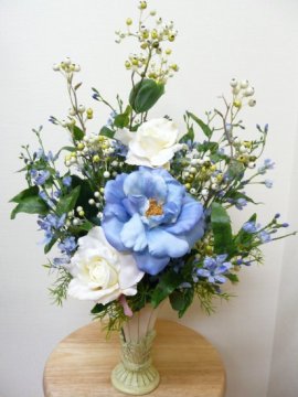 【M32】ホワイトとブルーのバラ