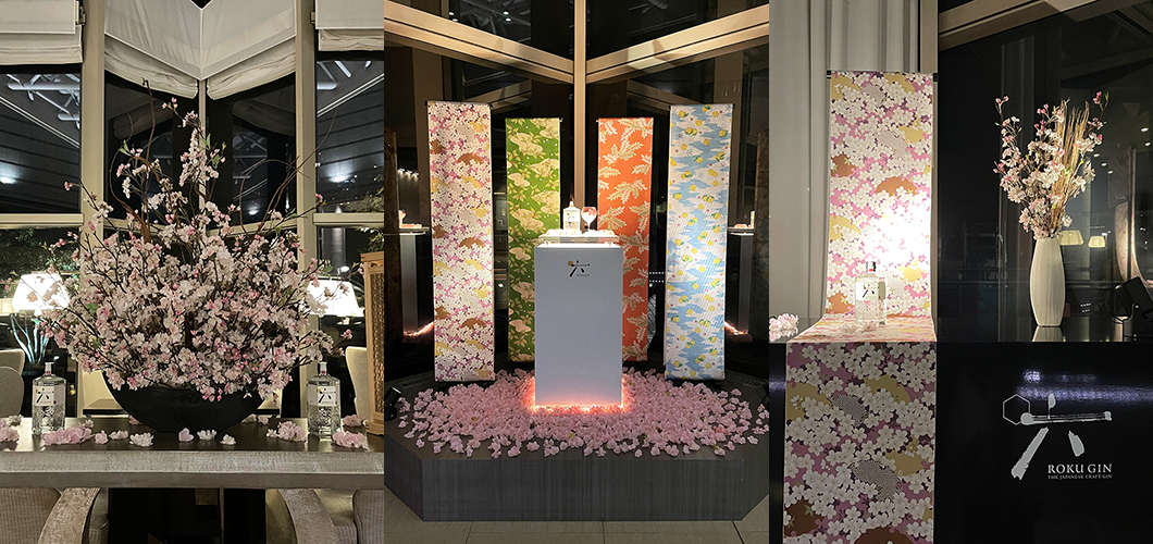 ホテルの桜の造花装飾