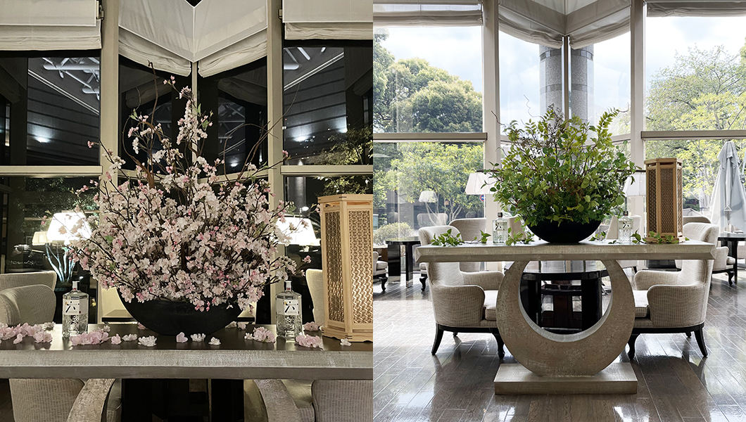 桜装飾と新緑装飾